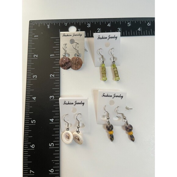 Resin Pierced Earrings 4 Pair Single Dangle 1"-2" Classic Chic USA Made H6 - Picture 7 of 8